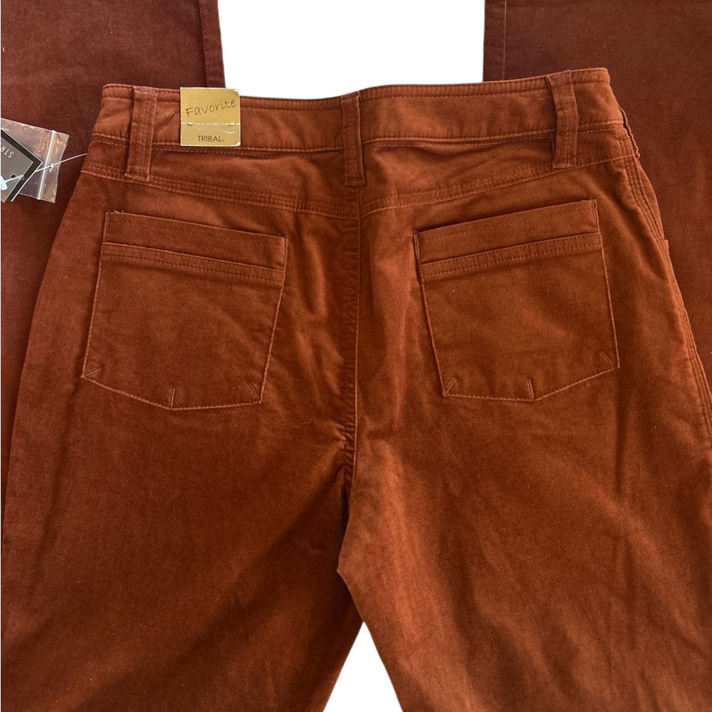 Tribal Women’s Burnt Orange/ Rust Fine Stretch Crushed Velvet Pants. Size 6. NWT - Picture 6 of 7